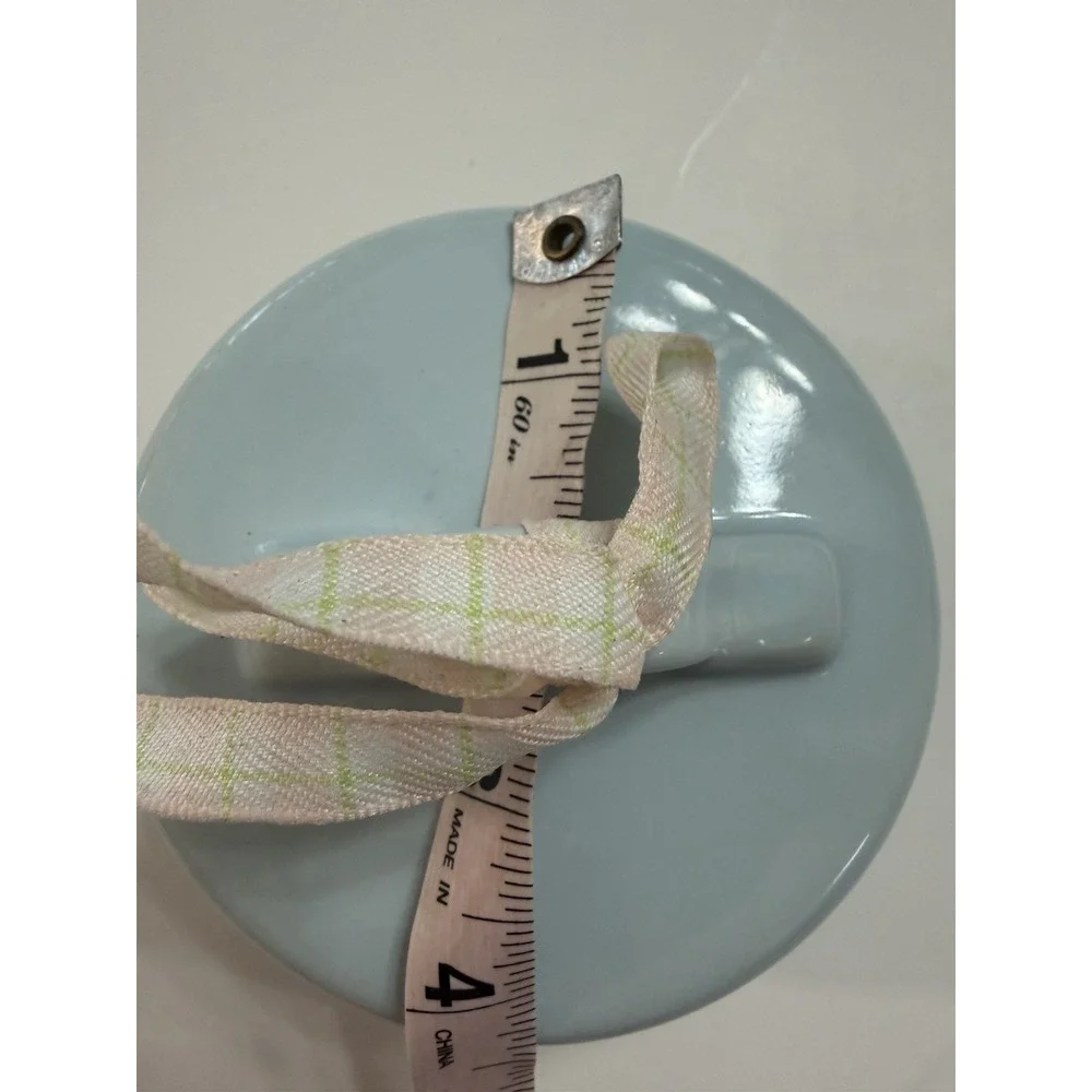 Ceramic Canister Replacement Lid Light Blue Plaid Ribbon Airtight‎ Seal 4 Inch